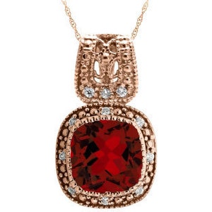 Red January Birthstone Garnet Gemstone Gold Jewelry Garnet Crown Diamond Heart Pendant in White Yellow Rose Gold Garnet Gemstone Necklaces