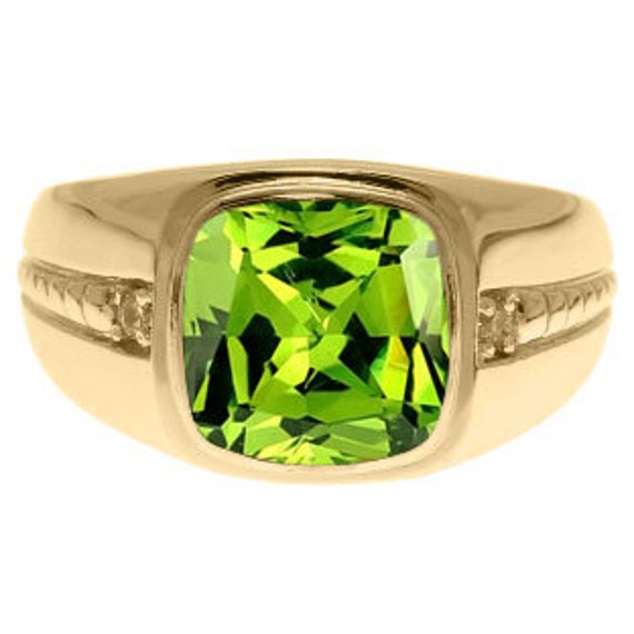 Heavy white gold peridot 4 mm Richard men's ring | Design your own