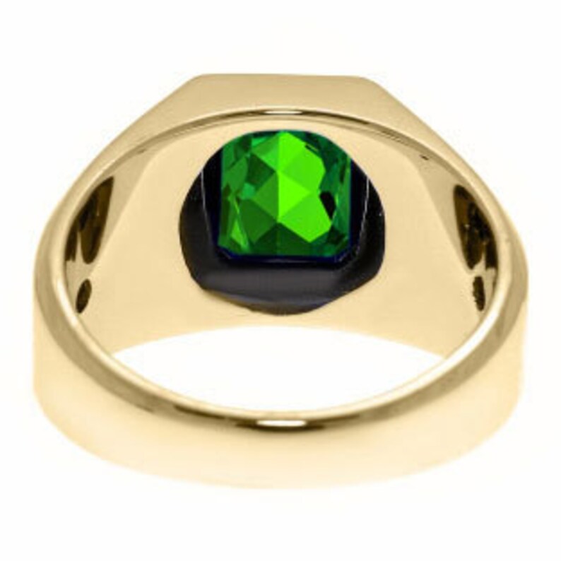 Mens Gemstone Rings Men Rings Mens Gemstone Jewelry Emerald-Cut Emerald Gemstone Custom Ring For Men In White Yellow Rose Black Gold Silver