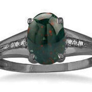 Bloodstone Ring Oval Cabochon Bloodstone Diamond Ring in White Rose Yellow Black Gold or Silver March Birthstone Ring Bloodstone Jewelry Etsy Ireland