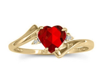 Diamond Heart Shaped Red Ruby Birthstone Ring In White Rose Yellow Black Gold Silver, Red July Gemstone Ring, July Birthstone Color Jewelry