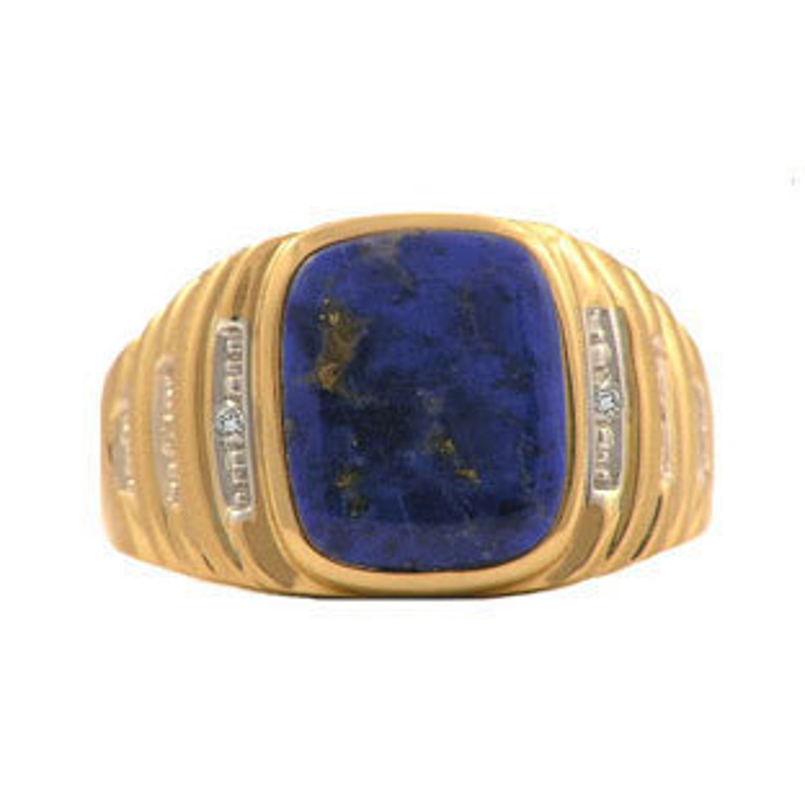 Diamond Mens Lapis Lazuli Ring in White Rose Yellow Black Gold Etsy