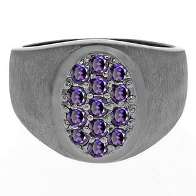 Men's Alexandrite Gemstone Ring in Black Rhodium White Etsy