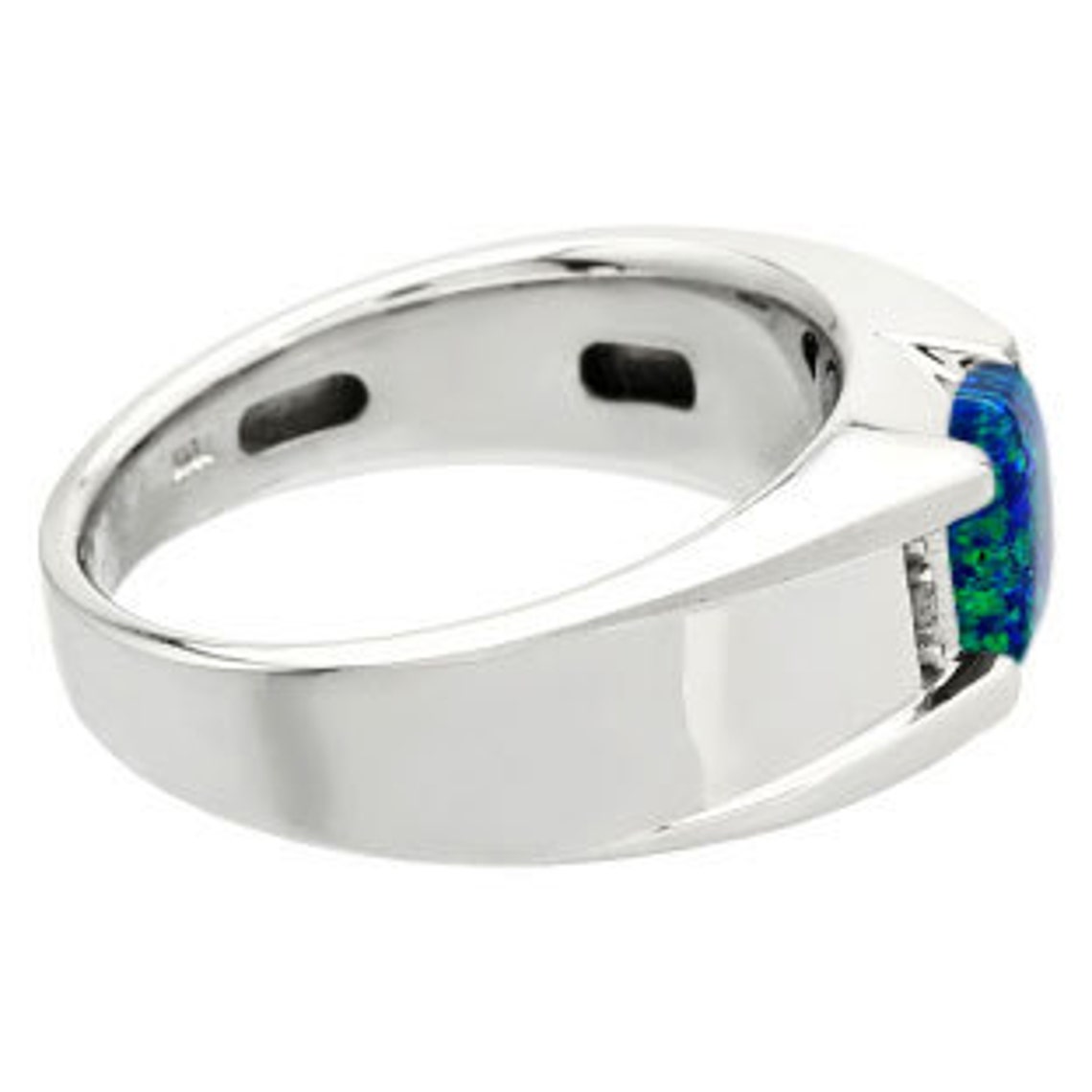 Diamond Square Australian Opal Men's Ring in White Rose Etsy