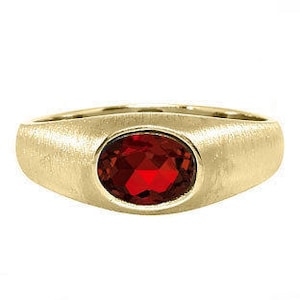 East-west Oval Garnet Pinky Men Ring Silver or Gold Mens - Etsy