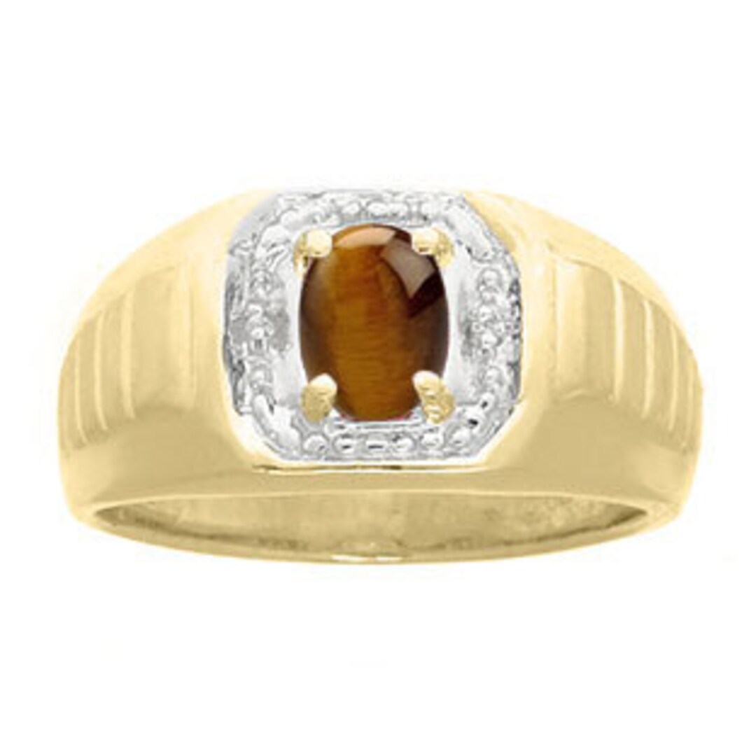 Diamond Tiger Eye Mens Ring Available in Yellow White or Etsy