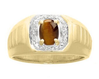 Diamond Tiger Eye Mens Ring, Available in Yellow White or Black Gold, Mens Tiger Eye Rings, Tiger Eye Stone Rings For Men, Gifts For Him