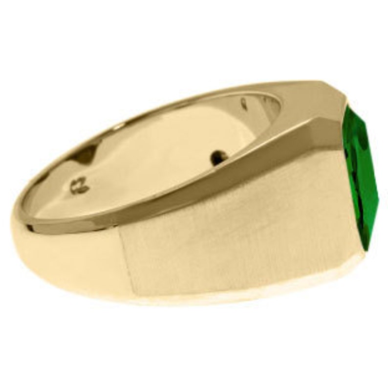Mens Gemstone Rings Men Rings Mens Gemstone Jewelry Emerald-Cut Emerald Gemstone Custom Ring For Men In White Yellow Rose Black Gold Silver