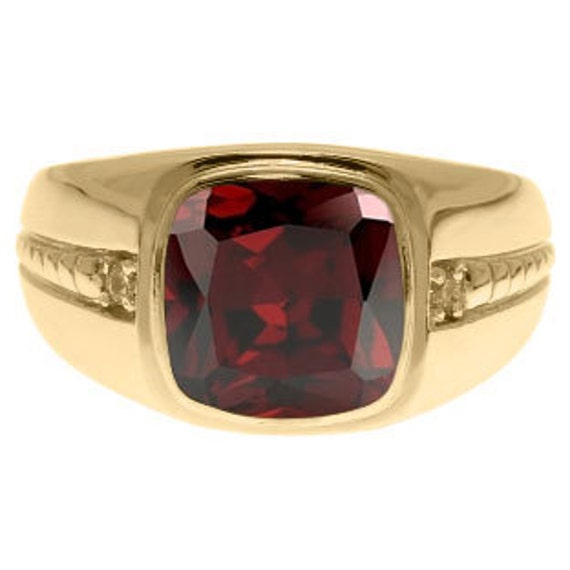 Mens garnet deals gold ring