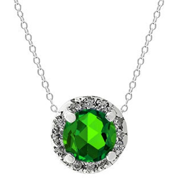 Emerald Gemstone Diamond Halo Pendant White Rose Yellow Gold - Green Emerald Diamond Halo Pendant Emerald Gemstone Diamond Halo Pendant White Rose Yellow Gold - Green Emerald Diamond Halo Pendant
