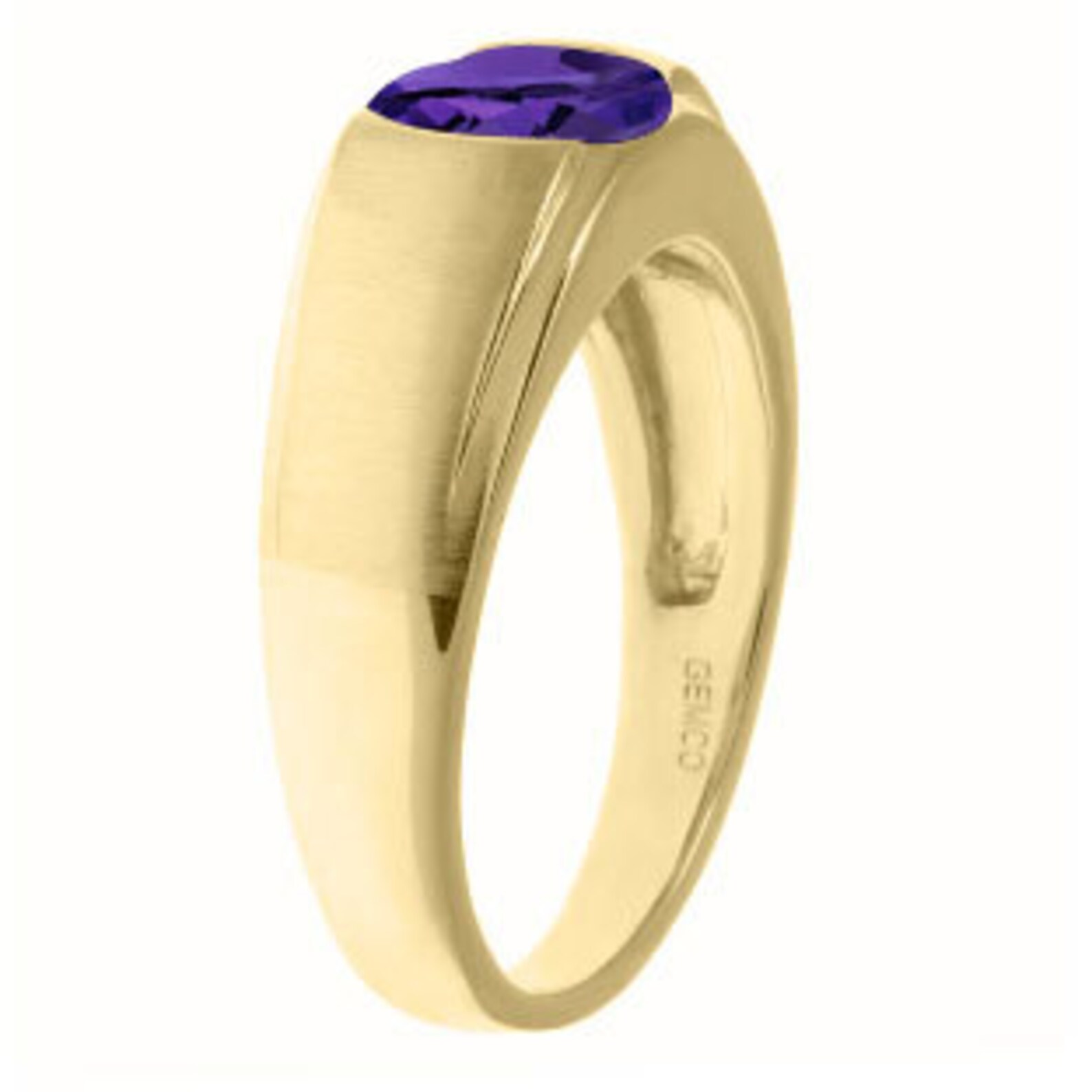 Men's Birthstone Rings Round Amethyst Birthstone Ring in White Rose