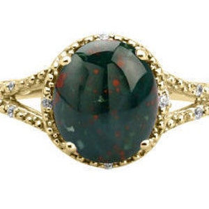 Blutstein Ring Oval Cabochon Blutstein Diamant Ring In Weiss Etsy
