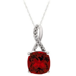 Red January Birthstone Garnet Gemstone Gold Jewelry Garnet Crown Diamond Heart Pendant in White Yellow Rose Gold Garnet Gemstone Necklaces