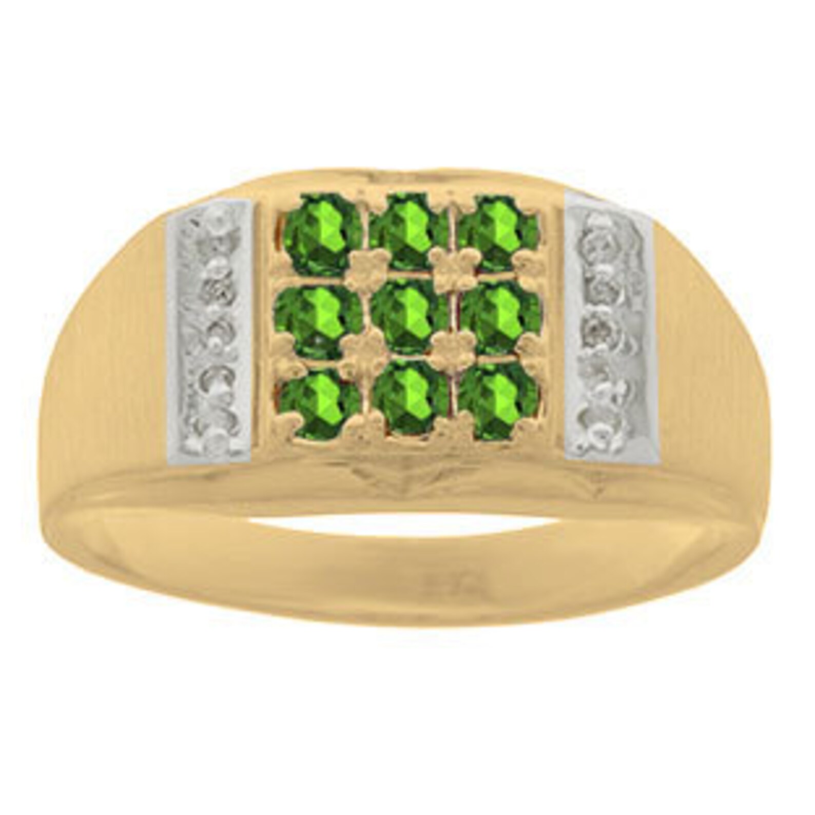 Diamond Men's Emerald Ring in White Rose Yellow Black Gold Etsy