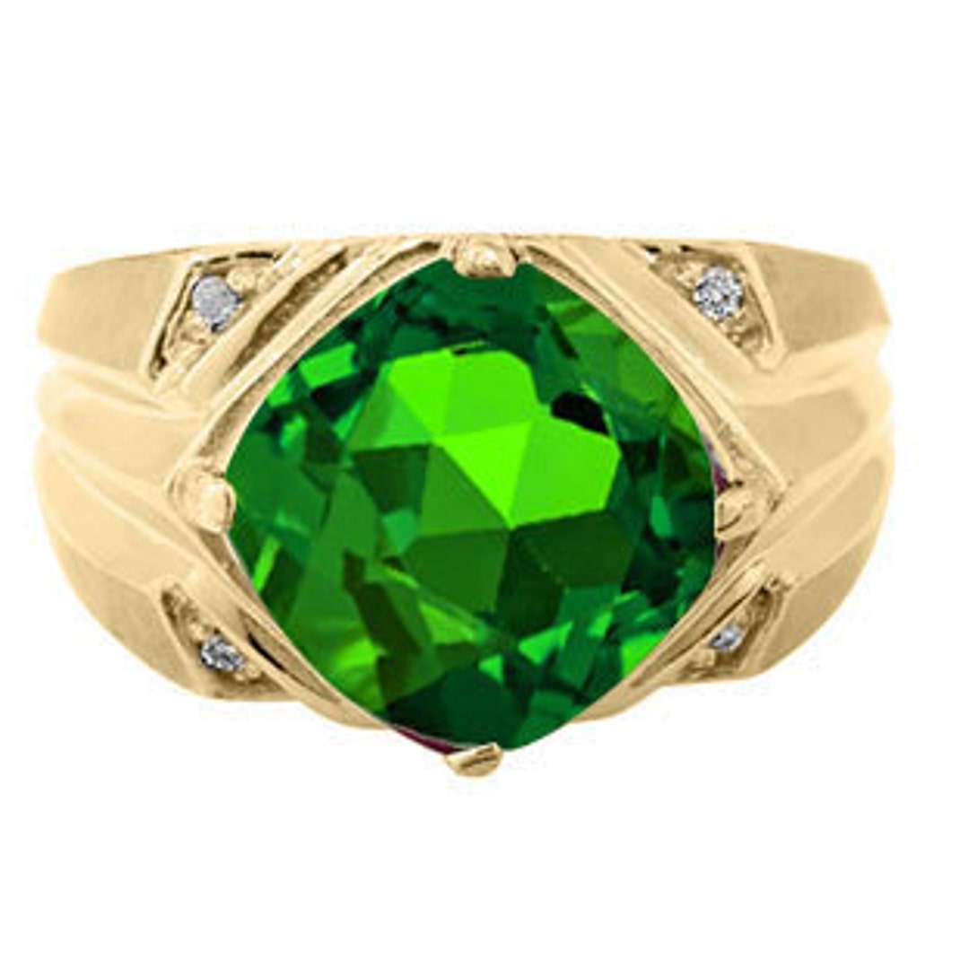 Large Diamond Mens Emerald Ring in White Rose Yellow Black Gold Silver