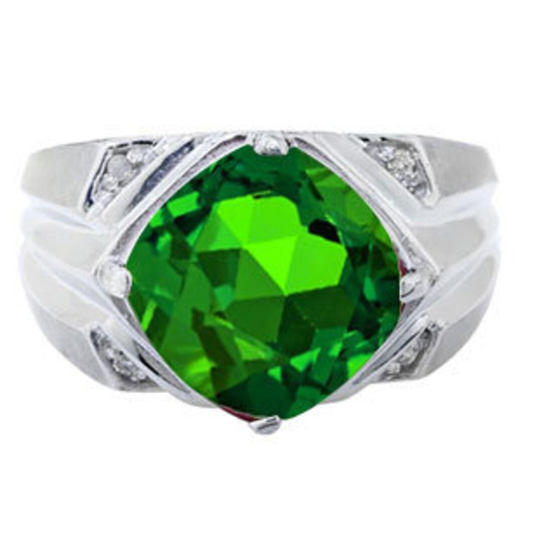 Large Diamond Mens Emerald Ring in White Rose Yellow Black Etsy