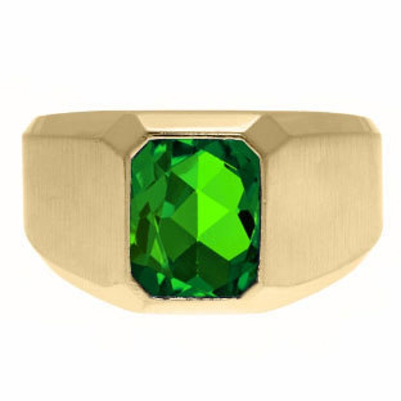 Mens Gemstone Rings Men Rings Mens Gemstone Jewelry Emerald-Cut Emerald Gemstone Custom Ring For Men In White Yellow Rose Black Gold Silver