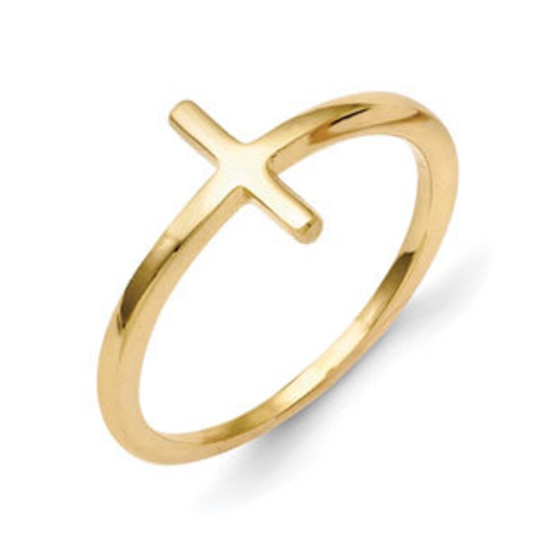 Cross Rings Polished Sideways Horizontal Cross Ring in White Etsy