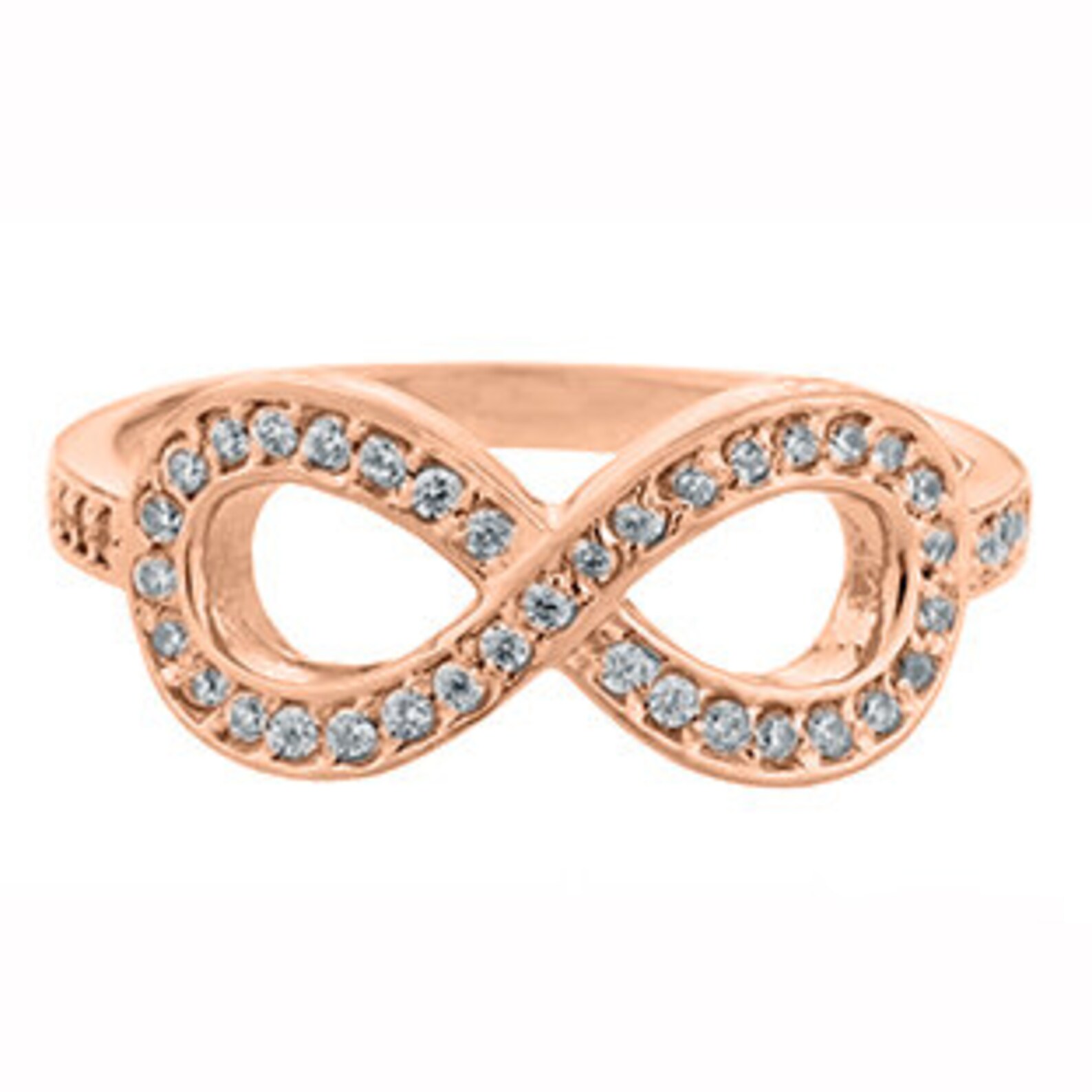 Infinity Jewelry .25 CT TW Diamond Infinity Symbol Ring in White Rose