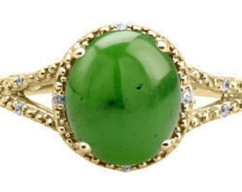 Jade Ring, Oval Jade Ring, Yellow Rose White Black Gold Silver Ring, Green Jade Ring, Simple Jade Ring, Jade Diamond Ring, Gold Jade Rings
