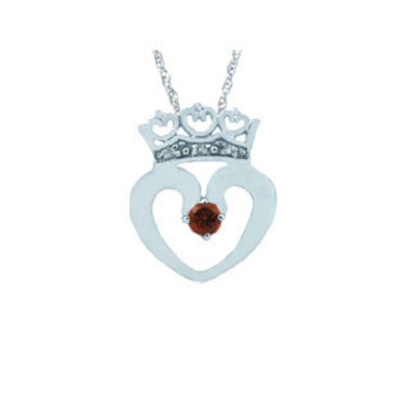 Red January Birthstone Garnet Gemstone Gold Jewelry Garnet Crown Diamond Heart Pendant in White Yellow Rose Gold Garnet Gemstone Necklaces