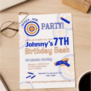 Editable Nerf Birthday Invite Template