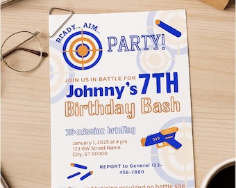 Editable Nerf Birthday Invite Template