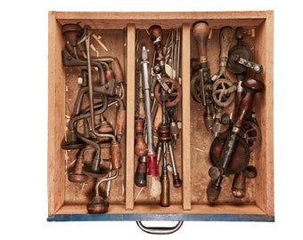 Tool Photography Print, Vintage Hand Drills, Man Cave Decor