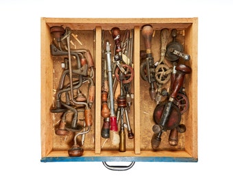 Vintage Hand Drill Photography Print, Man Cave Decor