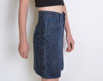 90's dark denim pencil skirt, high waisted washed black dark gray skirt, grunge skirt size medium