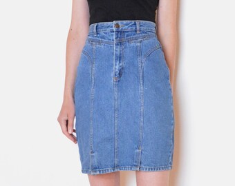 Vintage 80s Denim Pencil Skirt 28 Goldie