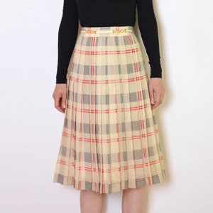 スカート CELINE Checkered skirt 70's Céline Paris Skirt, Pleated Plaid Print a Line Midi