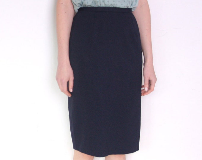 90's Navy Blue Pencil Midi Skirt Secretary Skirt Office - Etsy