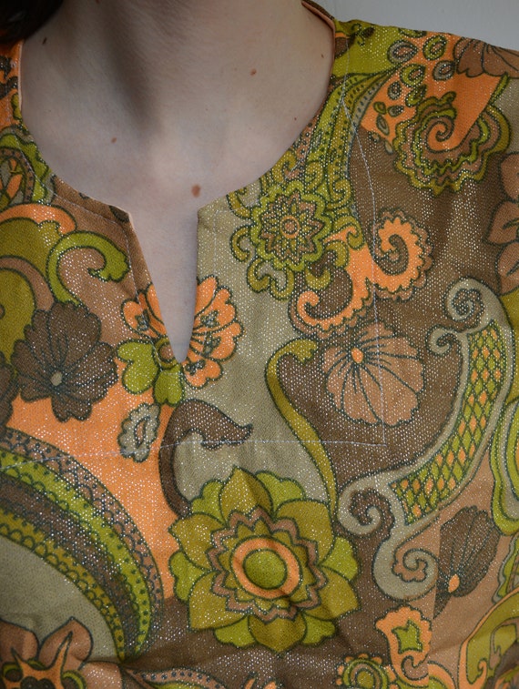 70's paisley metallic thread blouse, hippie bohem… - image 6