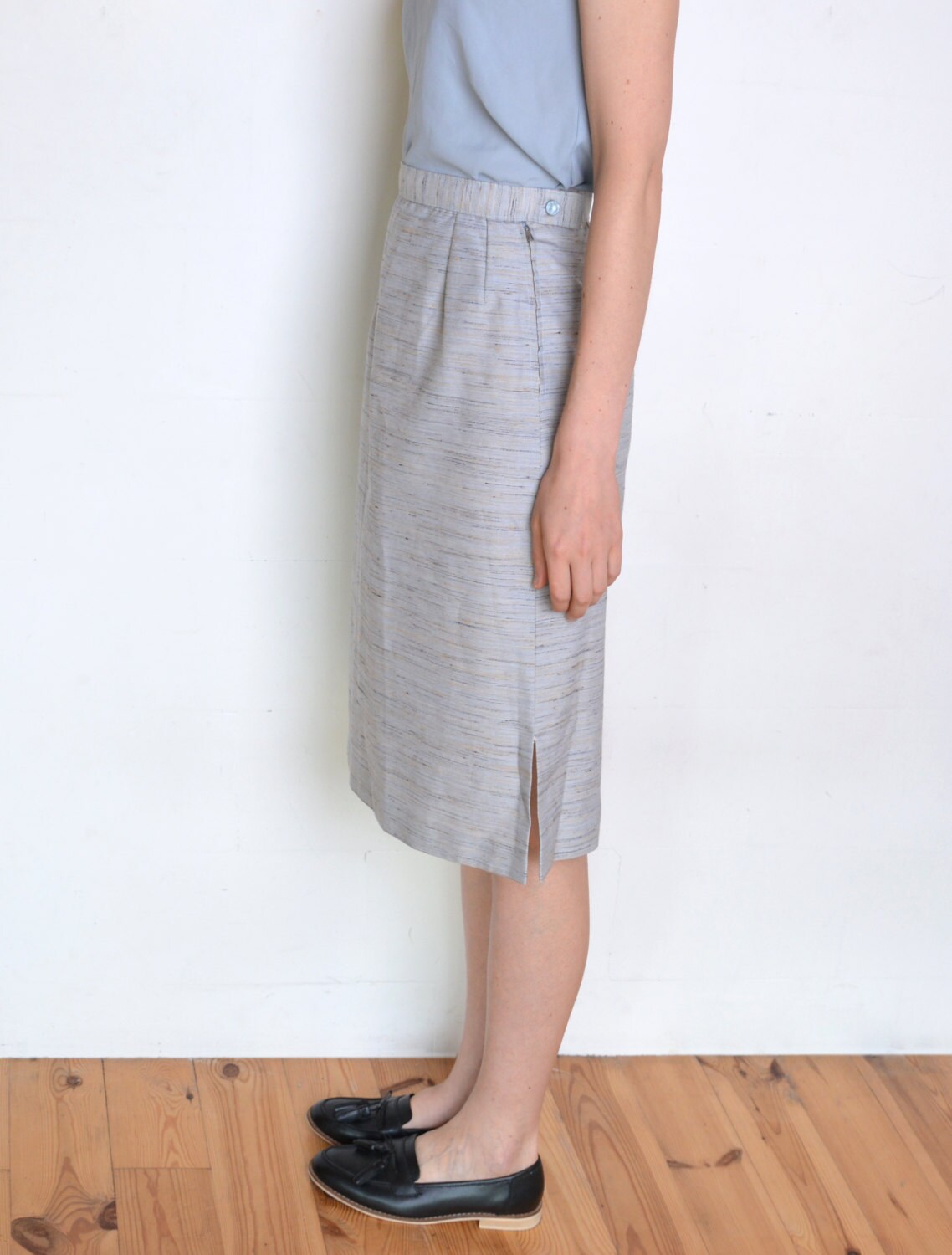 70's Space Dye Midi Skirt Heather Gray Skirt Gray Beige - Etsy