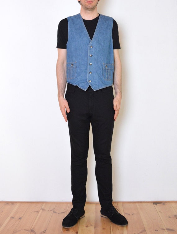 70's Lee denim vest, Sanfor Set vintage retro blu