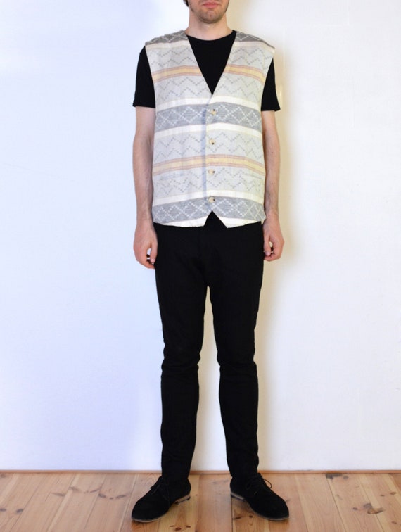 90's Southwestern style vest, geometric woven fla… - image 1