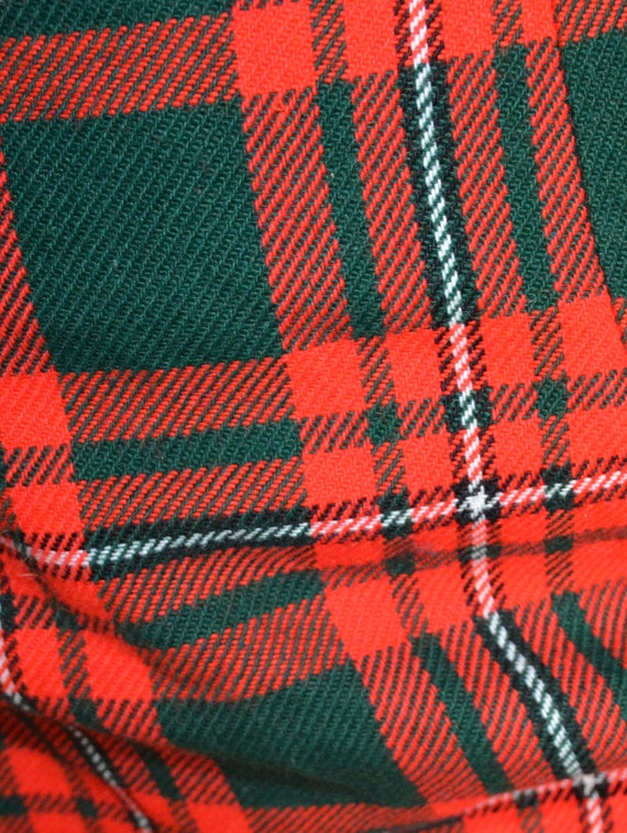 70's long tartan skirt, red and green checked mid… - image 2