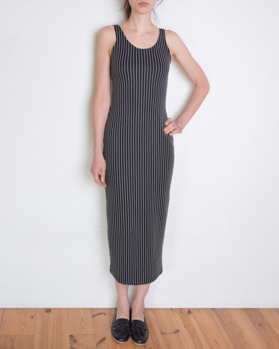 maxi dress striped black and white