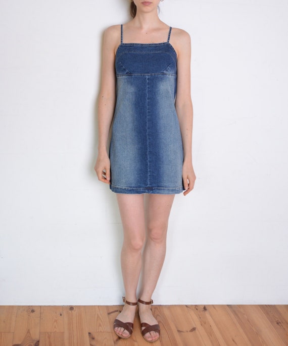 thin strap denim dress