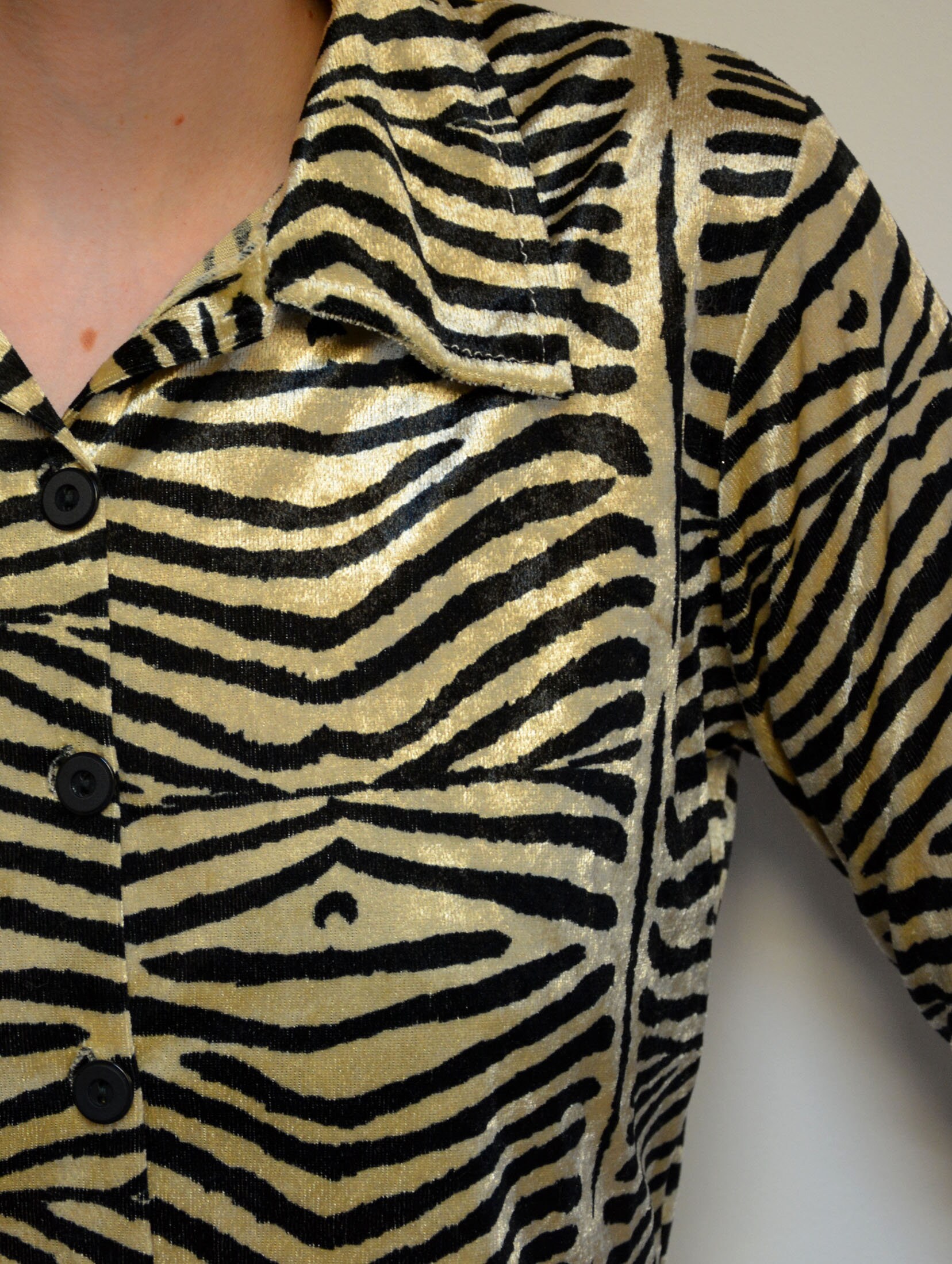 90's velvet animal print shirt vintage tiger print Etsy