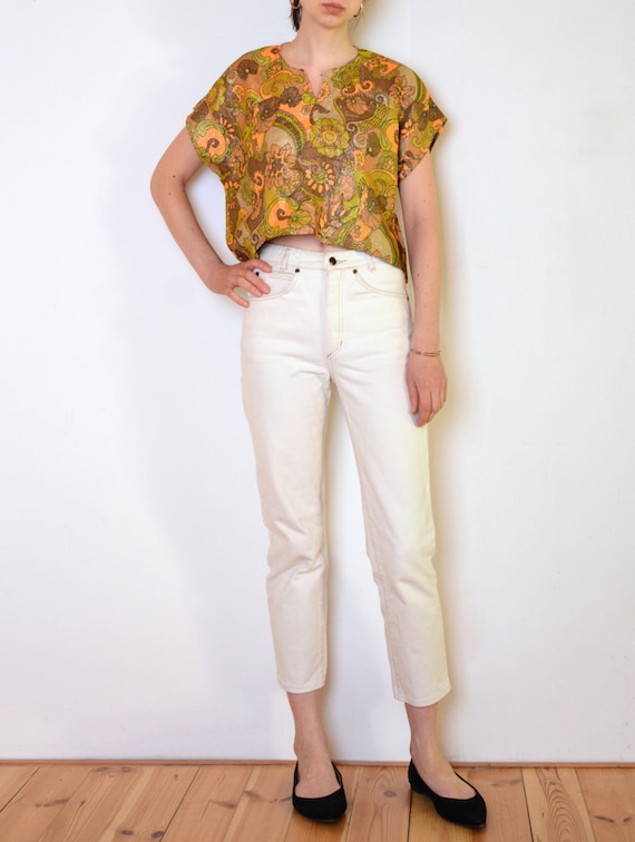70's paisley metallic thread blouse, hippie bohem… - image 1