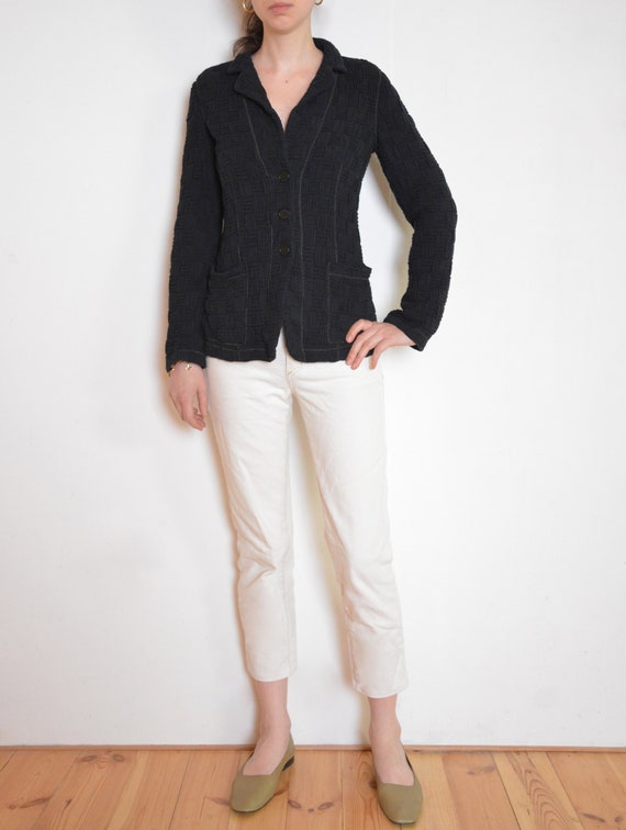 vintage Giorgio Armani textured blazer, black and… - image 1