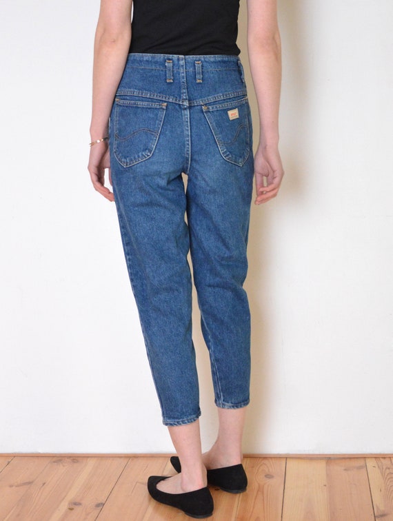 90's  Rifle mom jeans, high waisted cropped blue … - image 4