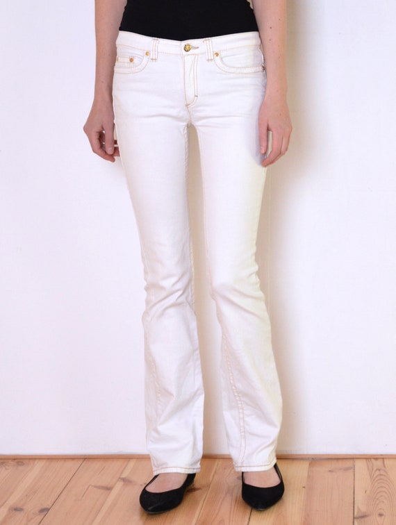 vintage Roberto Cavalli white flared jeans, nauti… - image 2