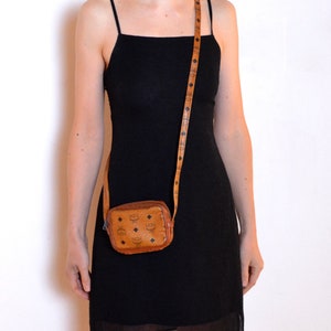 vintage MCM bag, 80s mini sling bag, genuine monogram leather crossbody bag