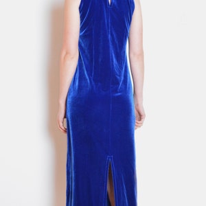 90's cutout details blue velvet mock neck dress, midi dress, minimalist grunge prom dress, evening bodycon long dress electric blue image 5