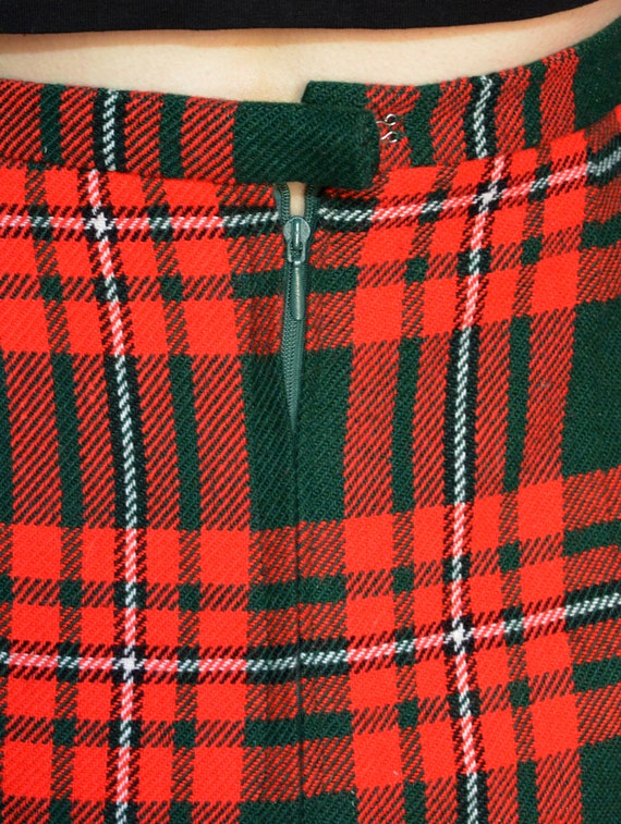 70's long tartan skirt, red and green checked mid… - image 7