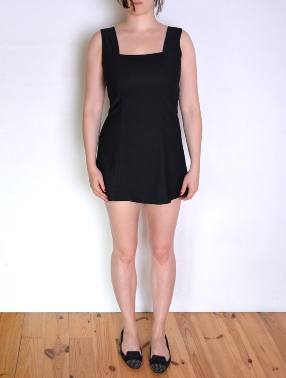 square neck little black dress