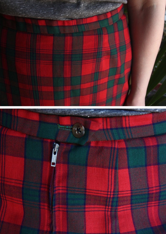 80's tartan pencil skirt, high waisted plaid penc… - image 4